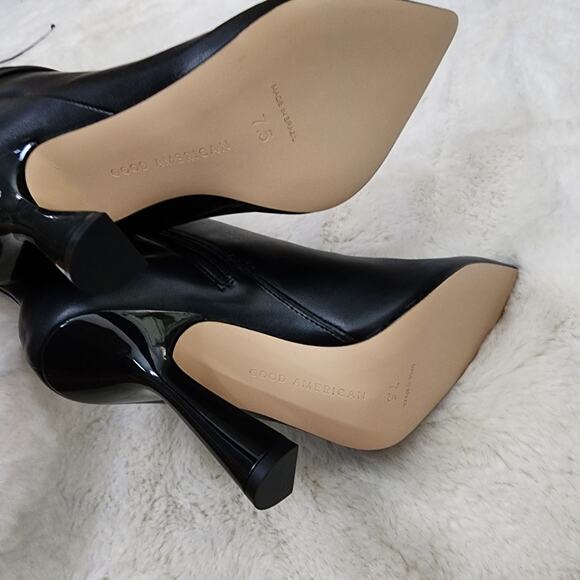 NEW Good American Black Carla Slouchy Over The Knee Tall Slouchy Heeled Boot - Picture 9 of 9